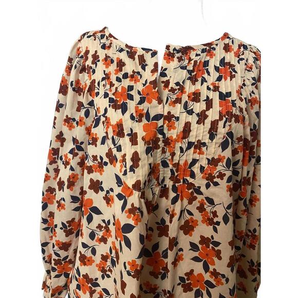 Elizabeth and James Floral Print Bohemian Blouse 100% Cotton Large - Picture 3 of 15